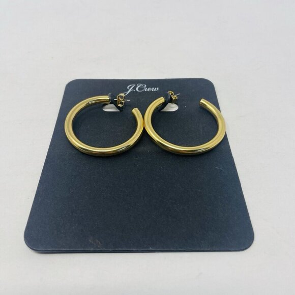 J Crew Womens One Size Tube Hoop Earrings in Matte Burnished Gold M0482 - Picture 3 of 6